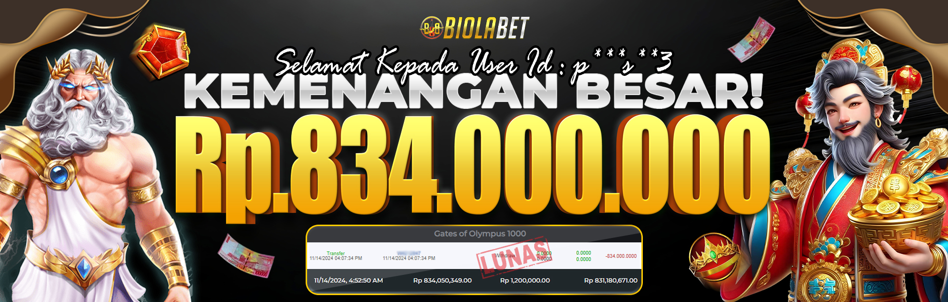 KEMENANGAN BESAR RP.834.000.000